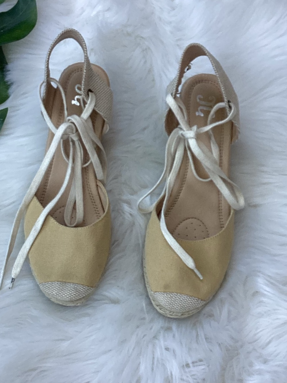 JG Ankle Tie Espadrilles Wedge Shoes Tan 10 - Picture 2 of 11
